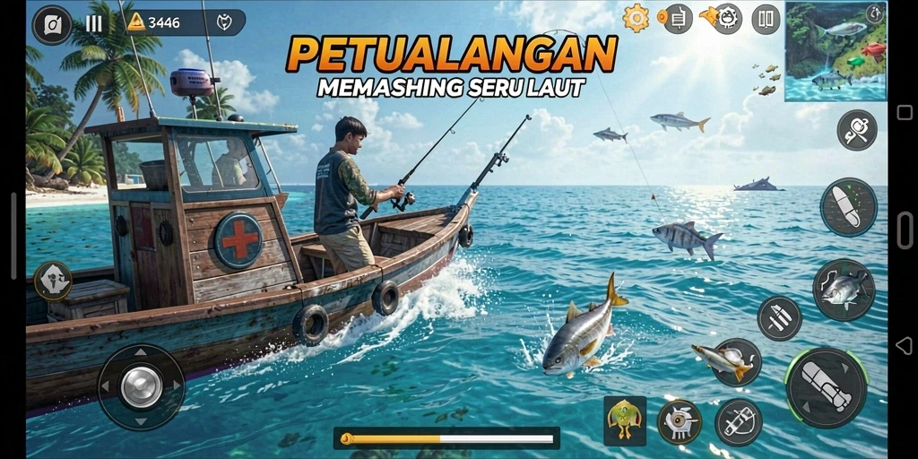 Screenshot utama 3446 menampilkan pengalaman memancing yang mengasyikkan.