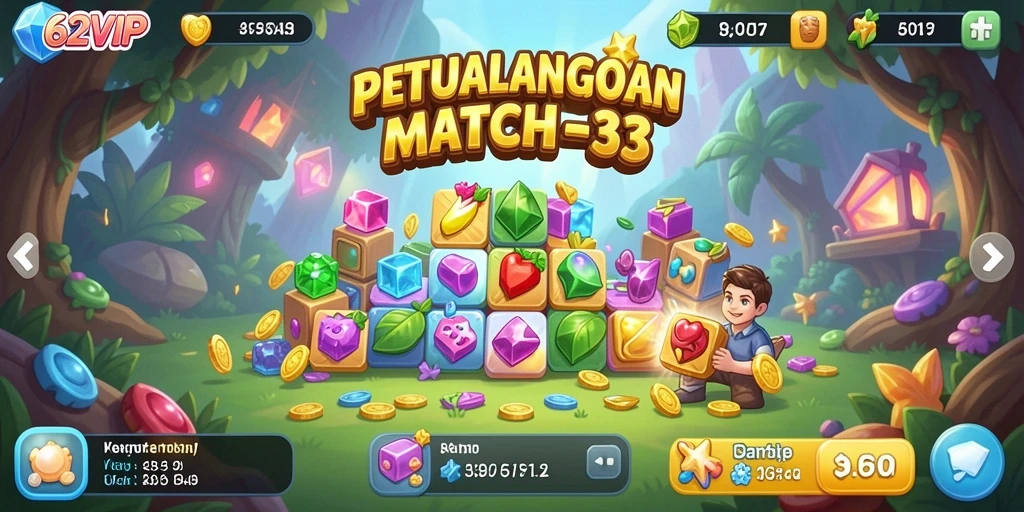 Tampilan gameplay seru dari 62VIP yang penuh warna.