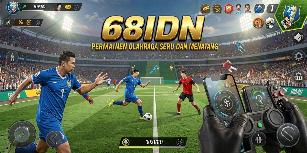 Tampilan screenshot gameplay 68IDN yang menampilkan aksi olahraga penuh semangat.