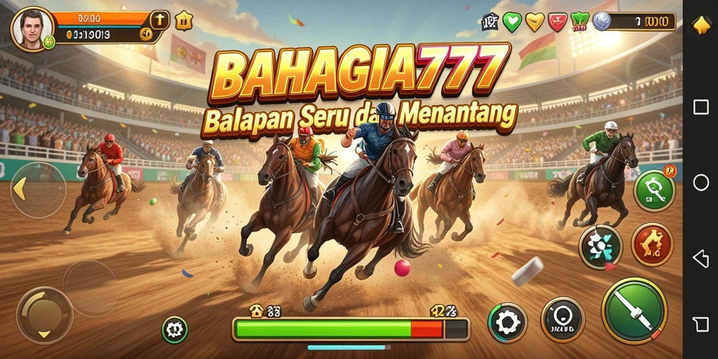 Tampilan gameplay BAHAGIA777 yang penuh aksi balap.