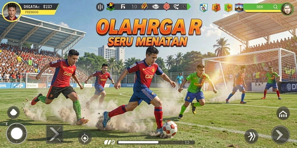 Screenshot dari gameplay DKK menampilkan aksi seru dalam pertandingan olahraga.