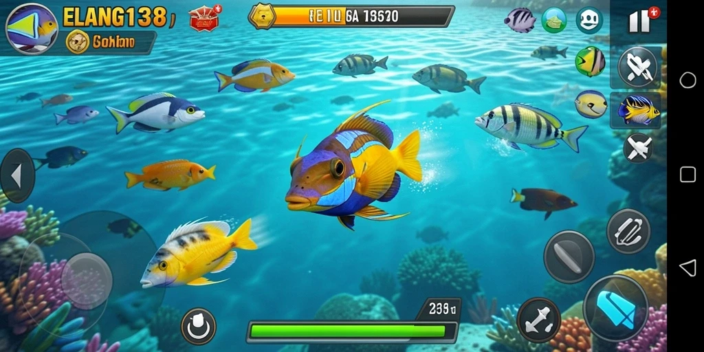 Tampilan gameplay seru dalam ELANG138 saat menembak ikan.