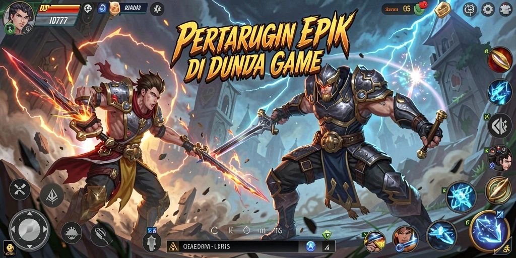 Gameplay penuh aksi dalam ID777, dengan karakter bertarung sengit.