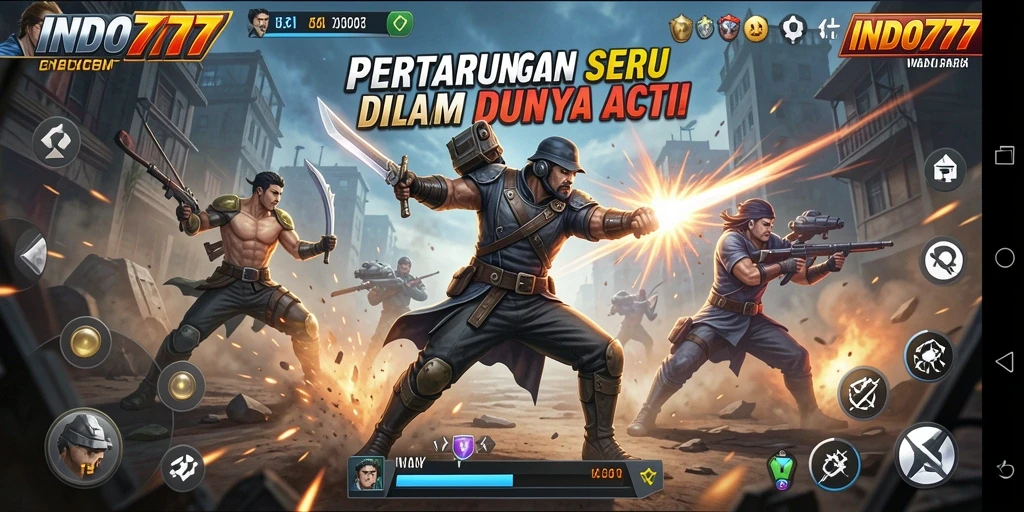 Tampilan seru gameplay INDO777 dengan aksi pertarungan yang mendebarkan.