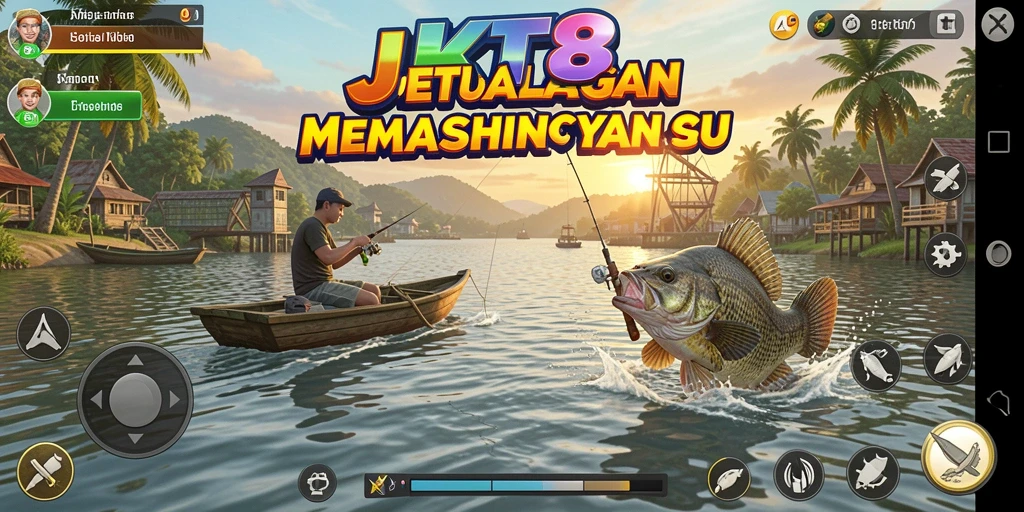 Tampilan gameplay memancing yang seru di JKT8.