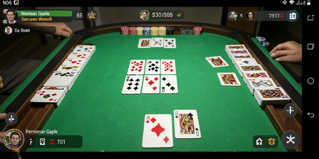 Screenshot gameplay N06 menampilkan suasana permainan Gaple yang menarik.