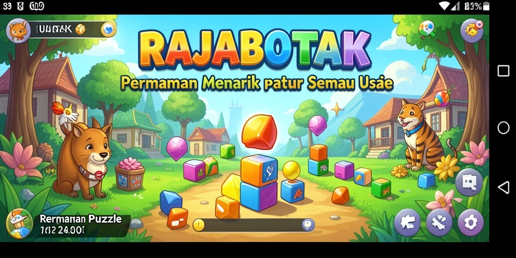 Screenshot gameplay RAJABOTAK menunjukkan tantangan Puzzle yang menarik.