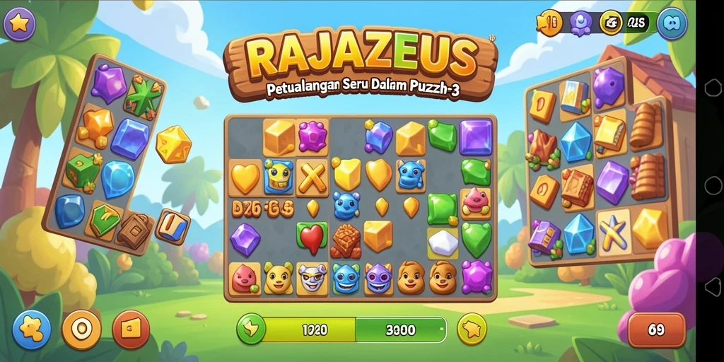 Gameplay seru dan penuh warna dalam RAJAZEUS.