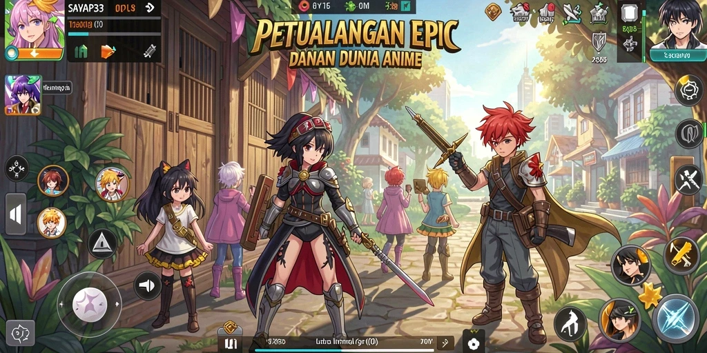 Screenshot SAYAP33 menunjukkan karakter anime dalam pertempuran epik.