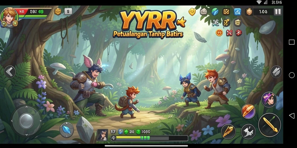 Tampilan gameplay YYRR yang menarik dalam petualangan penuh warna.